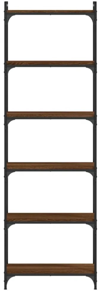 6 szintes barna tölgy színű szerelt fa könyvespolc 60x30x188 cm