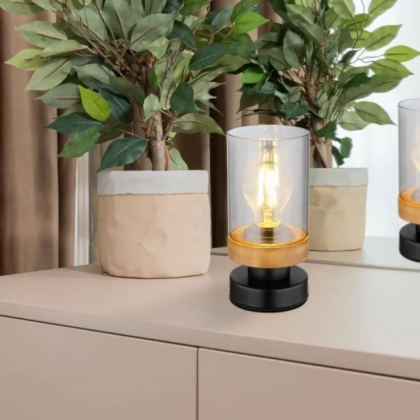 Globo 15557T - Asztali lámpa FINCA 1xE27/40W/230V fém/fa