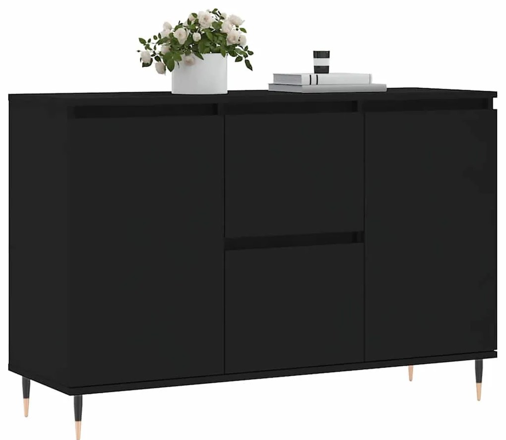 fekete szerelt fa tálalószekrény 101,5 x 35 x 70 cm