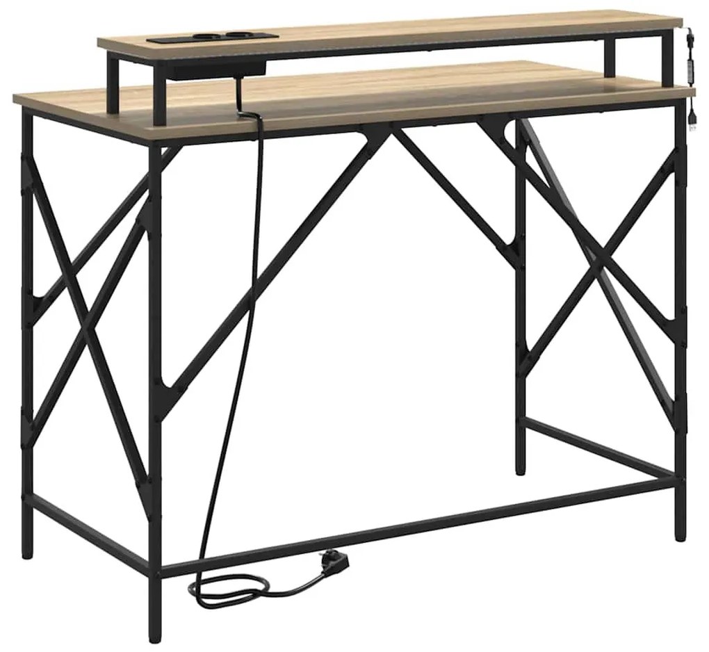 Asztal tárolóval sonoma tölgy 100 x 50 x 86.5 cm Faanyag