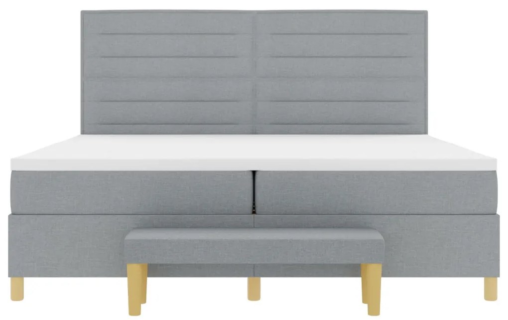 Boxspring Ágy Matracokkal és Pad Light Grey 200x200 cm Szövet