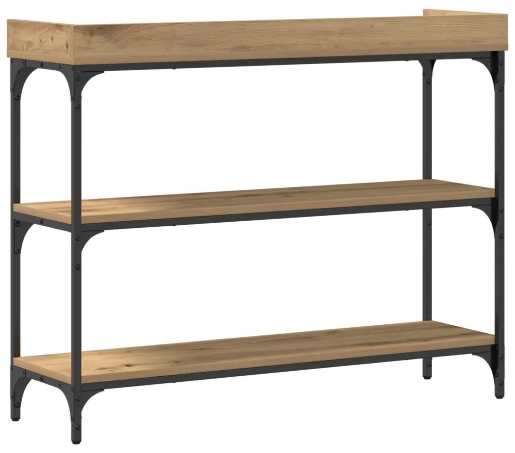 Konzolasztal Kézműves Tölgy 100x30x80 cm Műgyanta és Acél