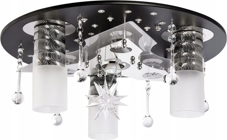 Kerek lámpa P-s 0839/3+1, grafit plafon kristály csillaggal, nappali