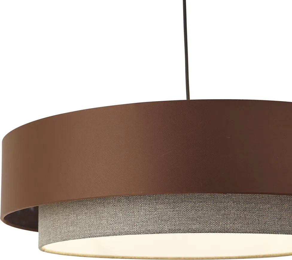 Modern függőlámpa sötét bronz színben, taupe színnel 50 cm 3-lámpás - Drum Duo