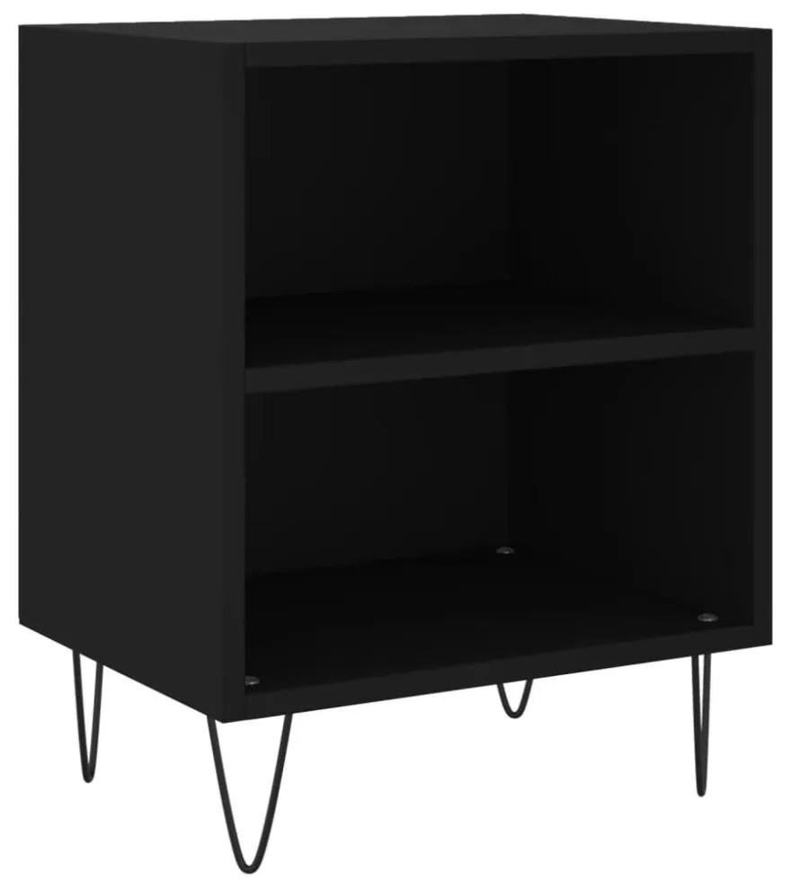 2 db fekete szerelt fa éjjeliszekrény 40x30x50 cm