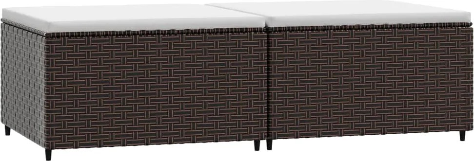 vidaXL 2 db barna polyrattan kerti lábtartó párnával