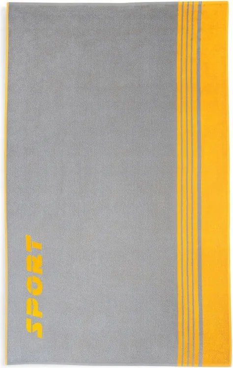 Nagy strandtörölköző Sport szürke-sárga 100x160 cm