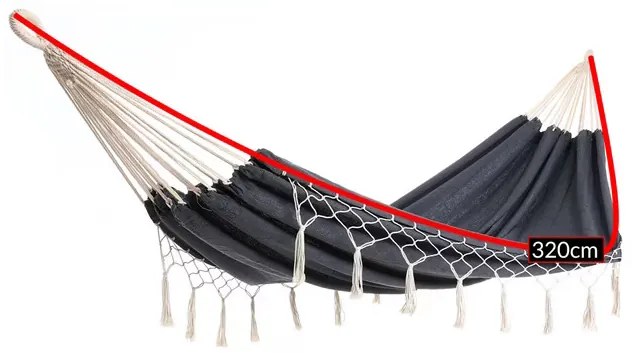 Deuba Hintaágy bojtokkal 320x150 cm - szürke