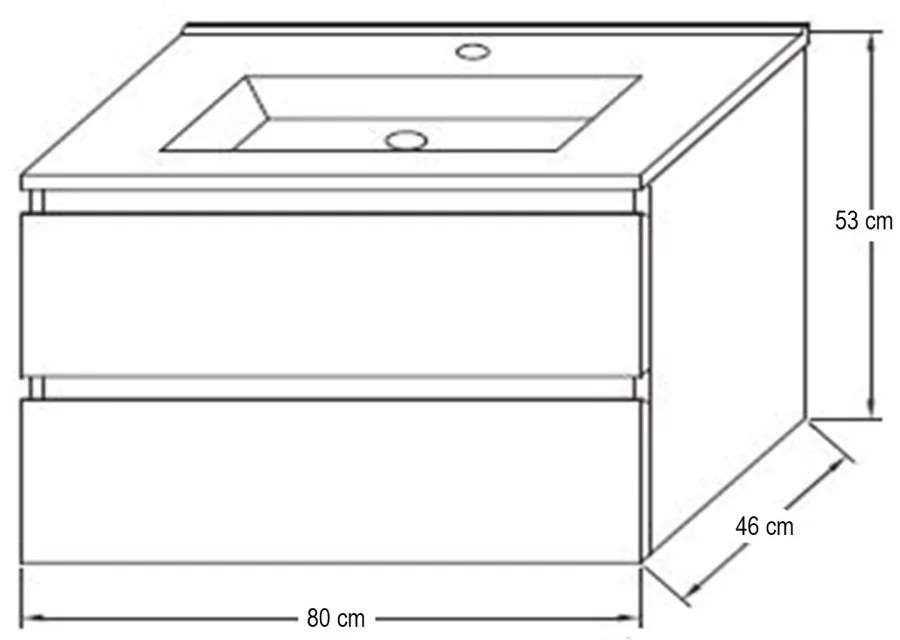 Porto 80 alsó fürdőszoba bútor mosdóval rauna szil színben