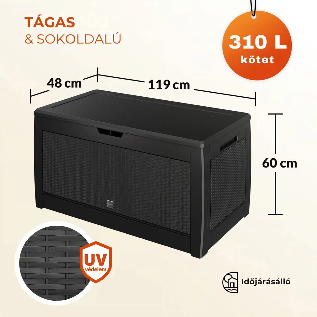 RATO tárolódoboz, 310L, 119x48x60 cm, antracit Prosperplast