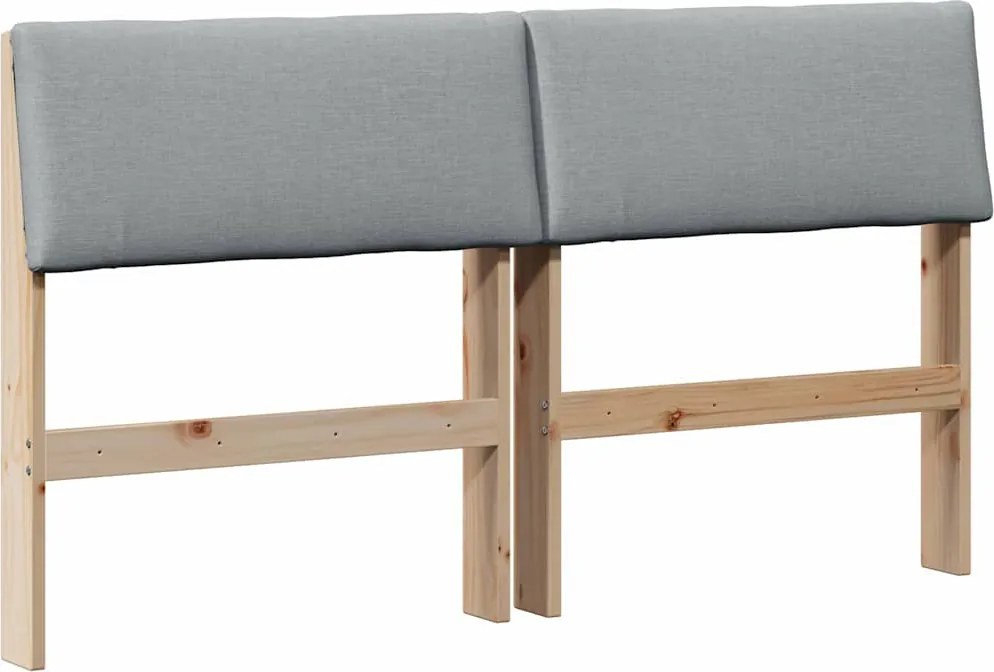 vidaXL Kárpitozott fejtámla Világosszürke 135 cm Tömör fenyőfa