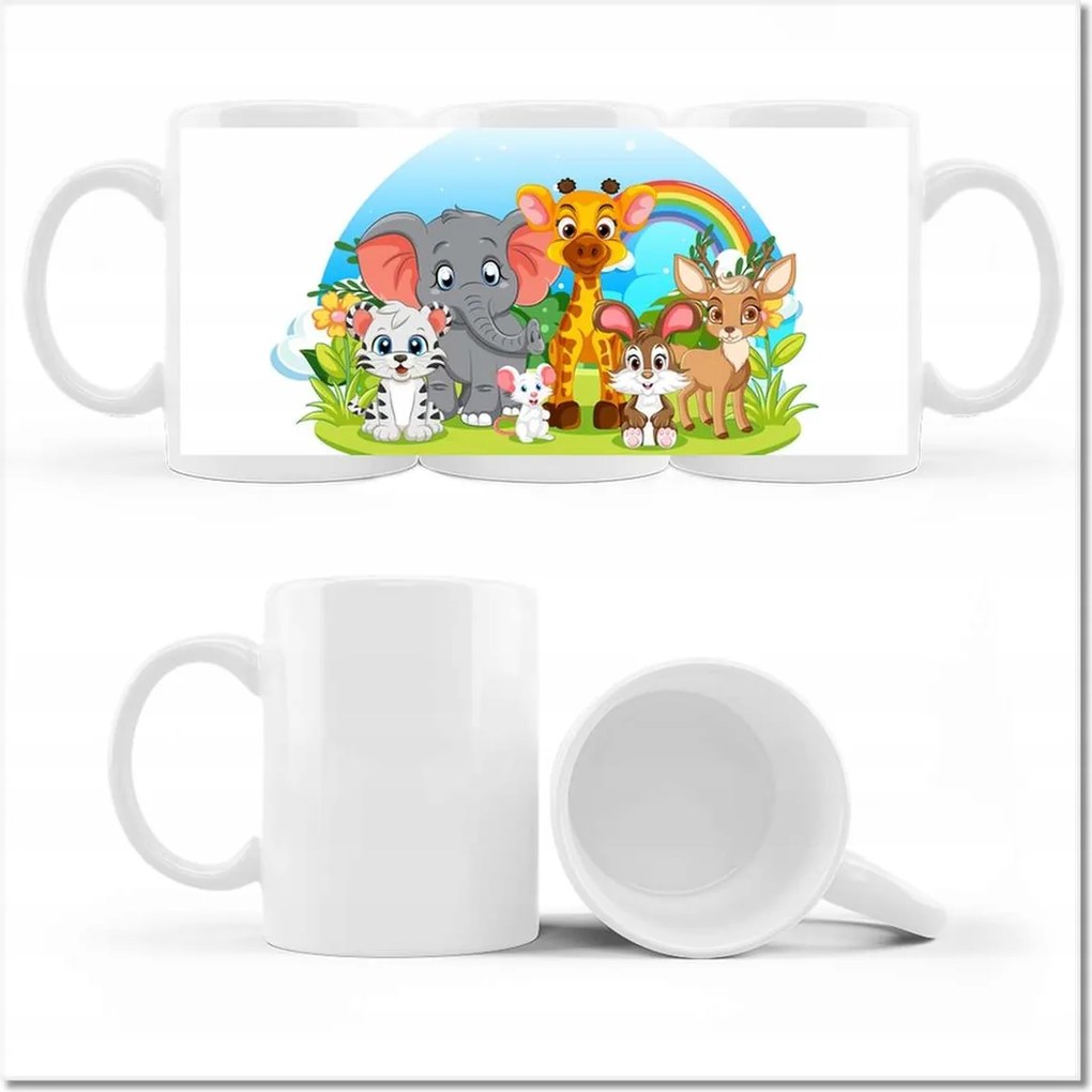 Nyomott mintás bögre Bájos állatkák a gyerekszobába