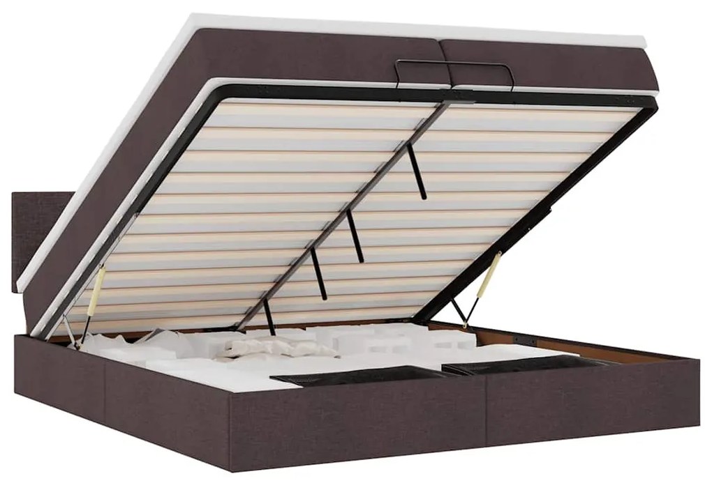 Ottomán ágykeret matraccal sötétbarna 200x200 cm szövet