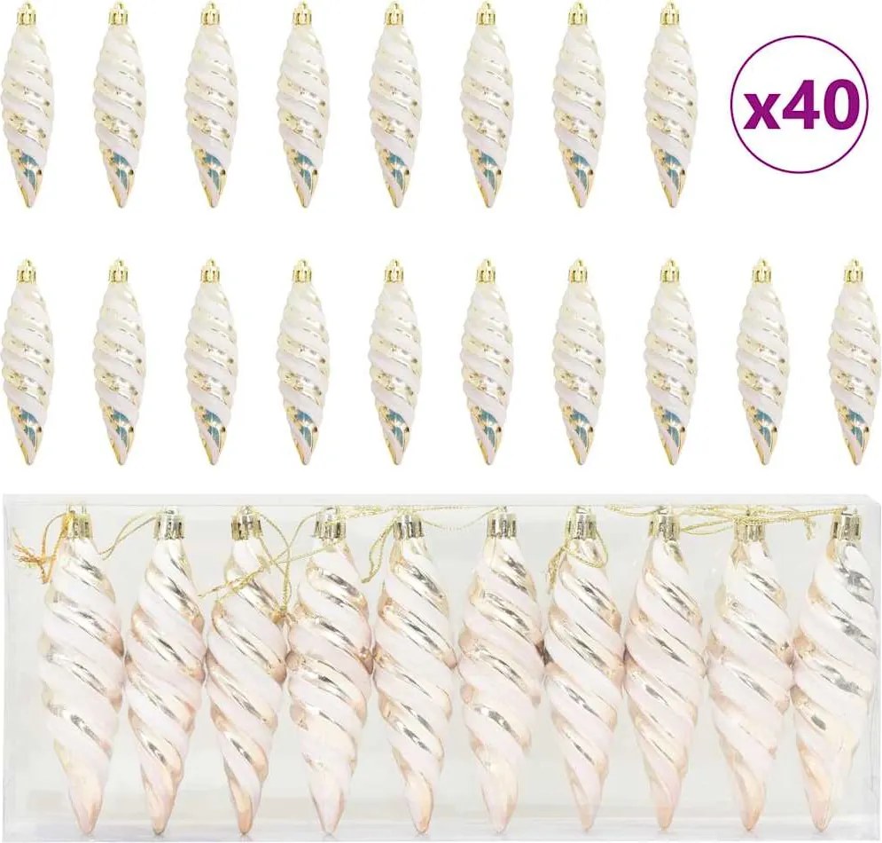 vidaXL Karácsonyi Spirális Alakú Gömb 40 pcs pezsgőszín Műanyag