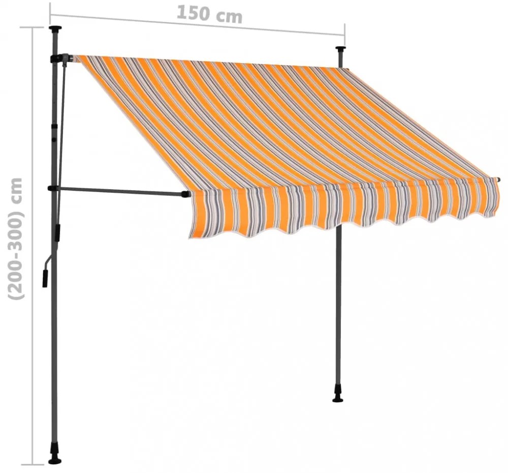 sárga és kék kézzel feltekerhető LED-es napellenző 150 cm