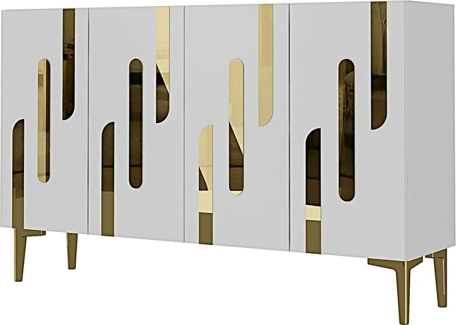 Ece komód, fehér-arany, 120 cm