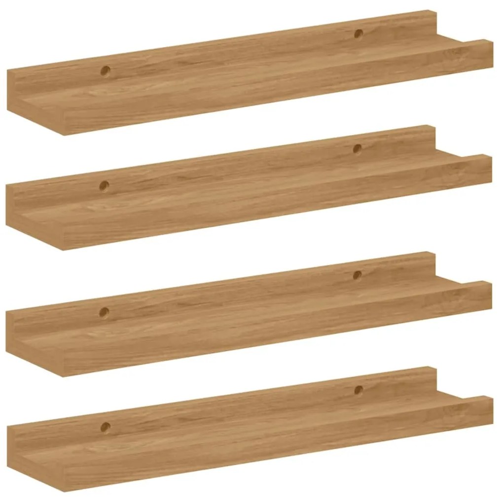 vidaXL Falpolc polcokkal tárolóval 4 pcs Barna 40 x 9 x 3 cm Faanyag