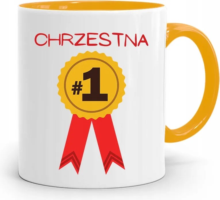 Keresztelői Bögre Sárga Ajándék fényképes nyomattal