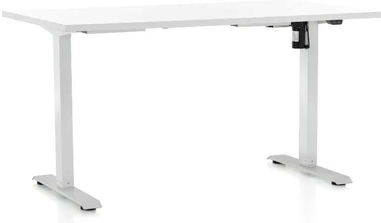 Állítható magasságú asztal OfficeTech A, 140 x 80 cm, fehér alap, fehér
