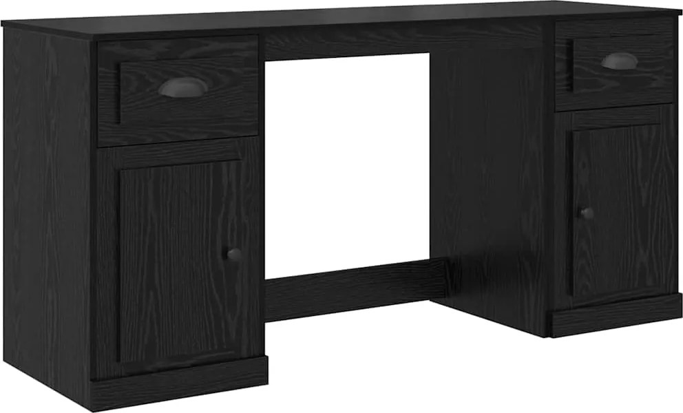 vidaXL Íróasztal szekrénnyel Fekete tölgy 154,5 x 50 x 75 cm Faanyag