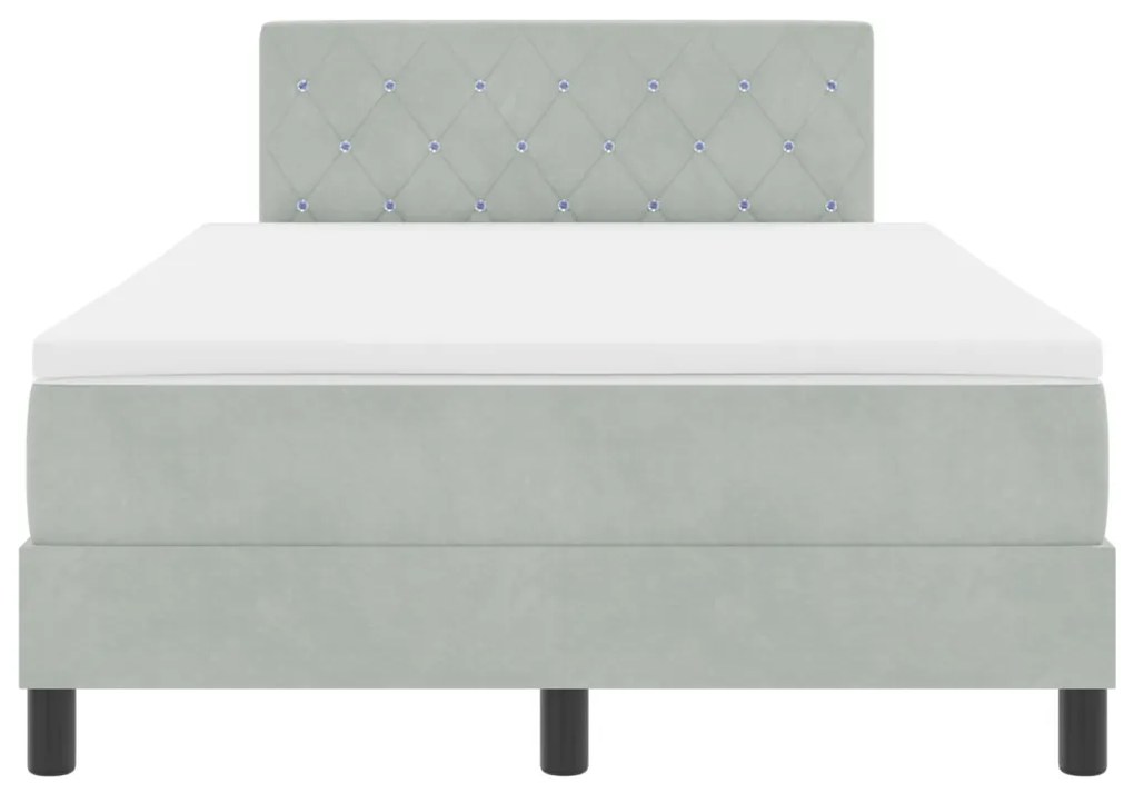 Box Spring Ágy Matraccal &amp; LED Szürke 120x190 cm Bársony