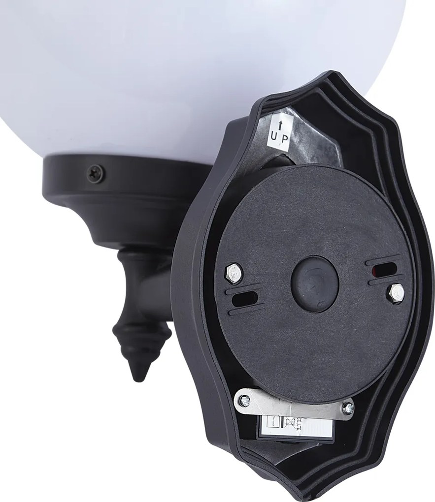 Klasszikus kültéri fali lámpa fekete opálüveggel IP44 mozgásérzékelővel - Champs