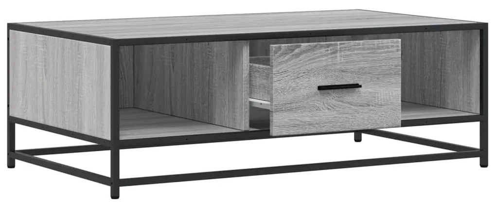 szürke sonoma szerelt fa és fém dohányzóasztal 100 x 57 x 35 cm