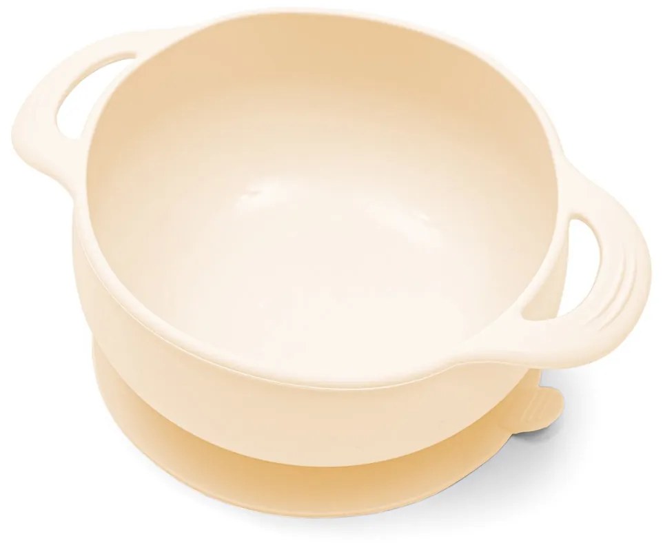 New Baby bézs színű szilikon étkészlet gyerekeknek