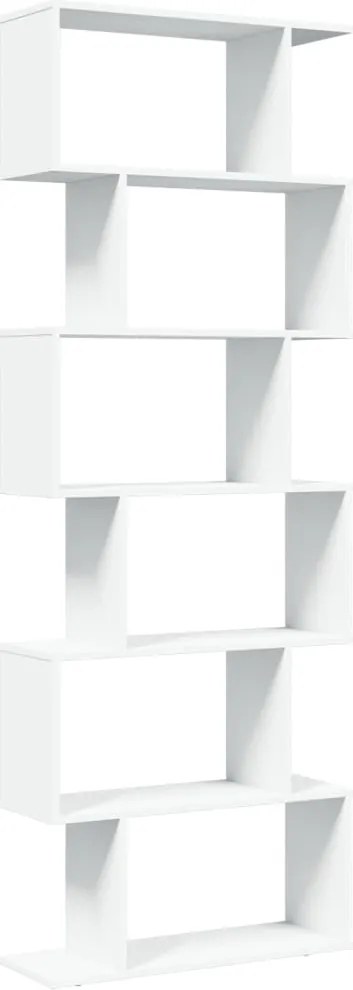 vidaXL 6 szintes fehér szerelt fa elválasztó könyvespolc 70x24x193 cm
