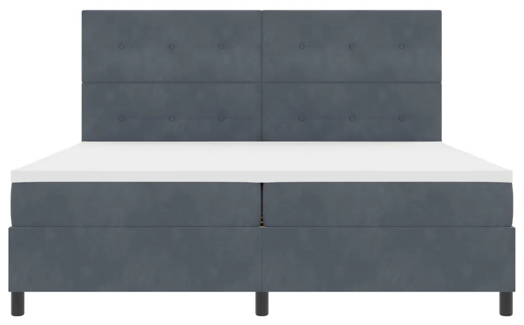 Box Spring Ágy Mattal és LED-del Sötét Szürke 200x200 cm Bársony