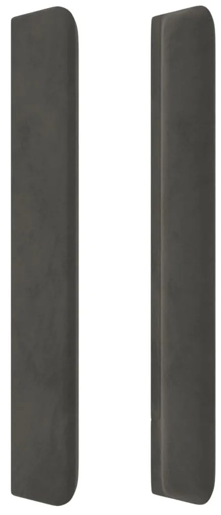 sötétszürke bársony LED-es fejtámla 163x16x118/128 cm