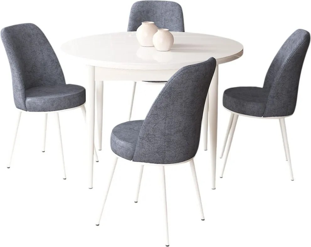 Tor étkezőgarnitúra, fehér-füstszürke, 90 cm