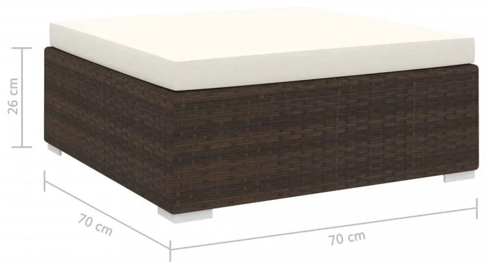 1 db barna polyrattan moduláris lábtartó párnával