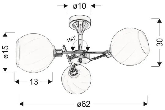 Csillár rúdon RAUL 3xE14/40W/230V
