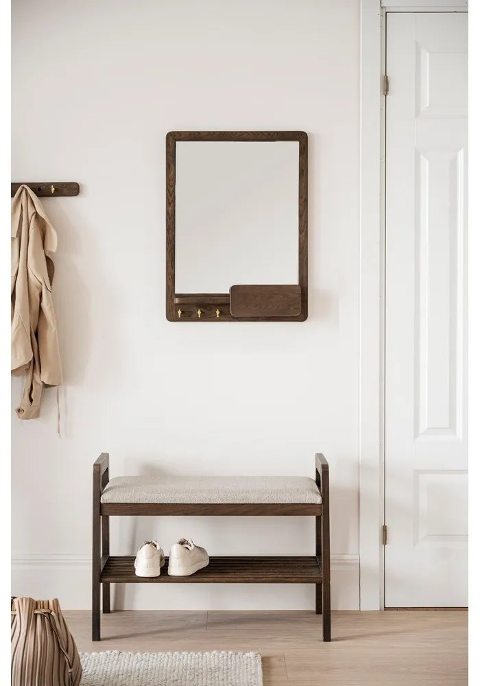 Fali tükör polccal és fa kerettel 45x60 cm Inverness - Rowico