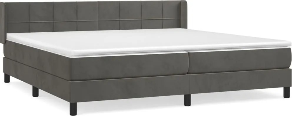 vidaXL sötétszürke bársony rugós ágy matraccal 200x200 cm