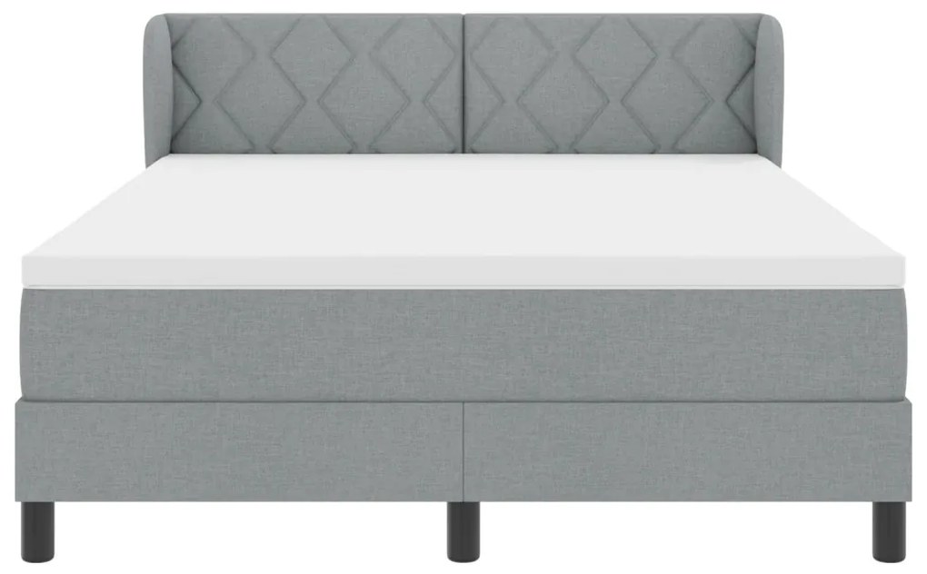 Boxspring Ágy Textil Mattal Világosszürke 140x190 cm