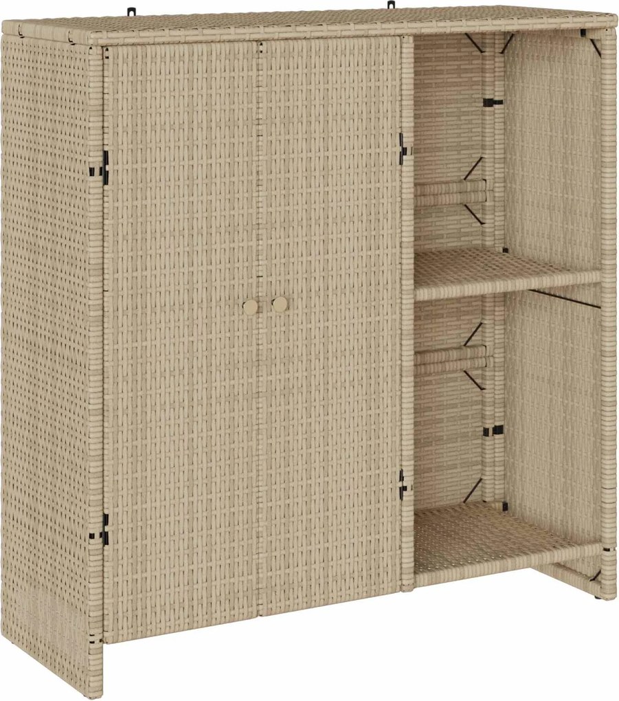 vidaXL Tárolószekrény polcokkal ajtóval Bézs 100 x 36 x 102 cm Rattan