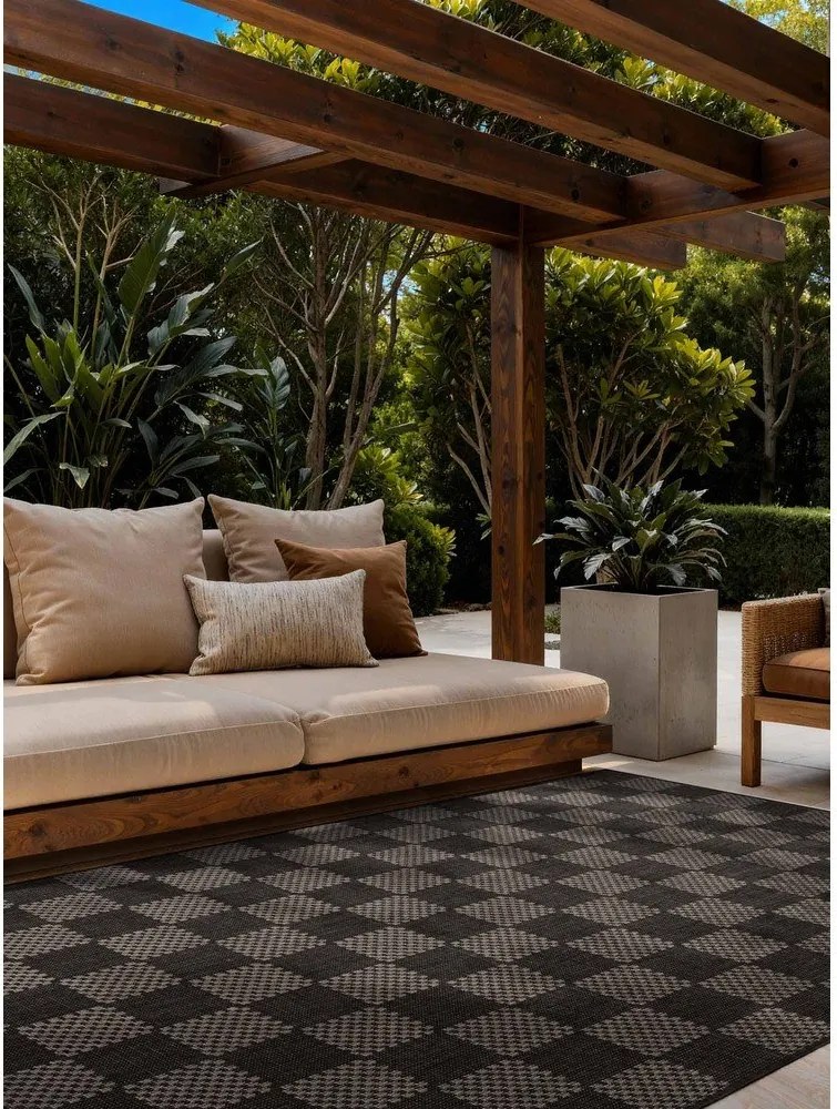 Fekete-krémszínű kültéri-beltéri szőnyeg 120x170 cm Haringey Dorothy – Ted Baker