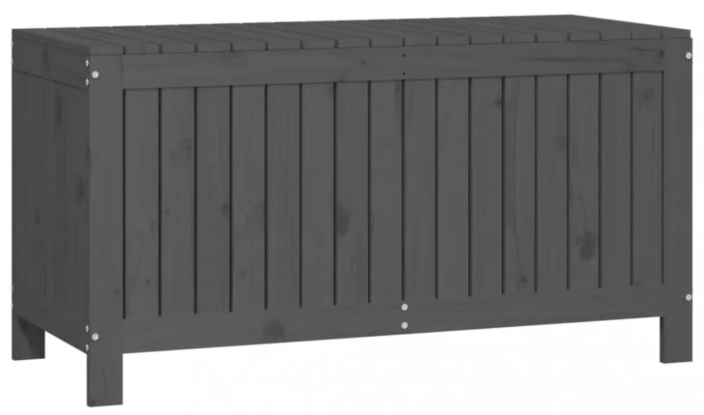 szürke tömör fenyőfa kerti tárolóláda 115x49x60 cm