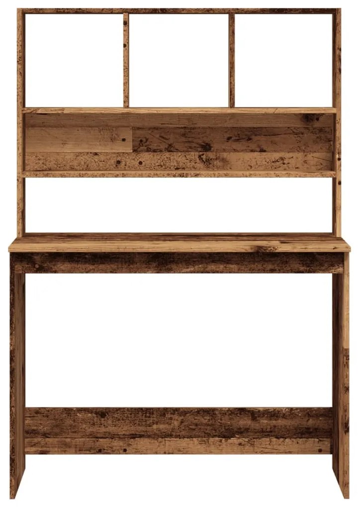 antik fa színű szerelt fa íróasztal polcokkal 102 x 45 x 148 cm