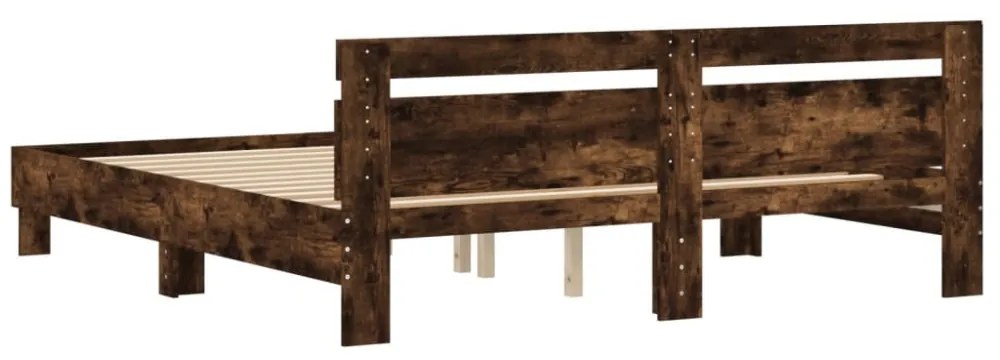 vidaXL füstös tölgy színű szerelt fa ágykeret fejtámlával 160x200 cm