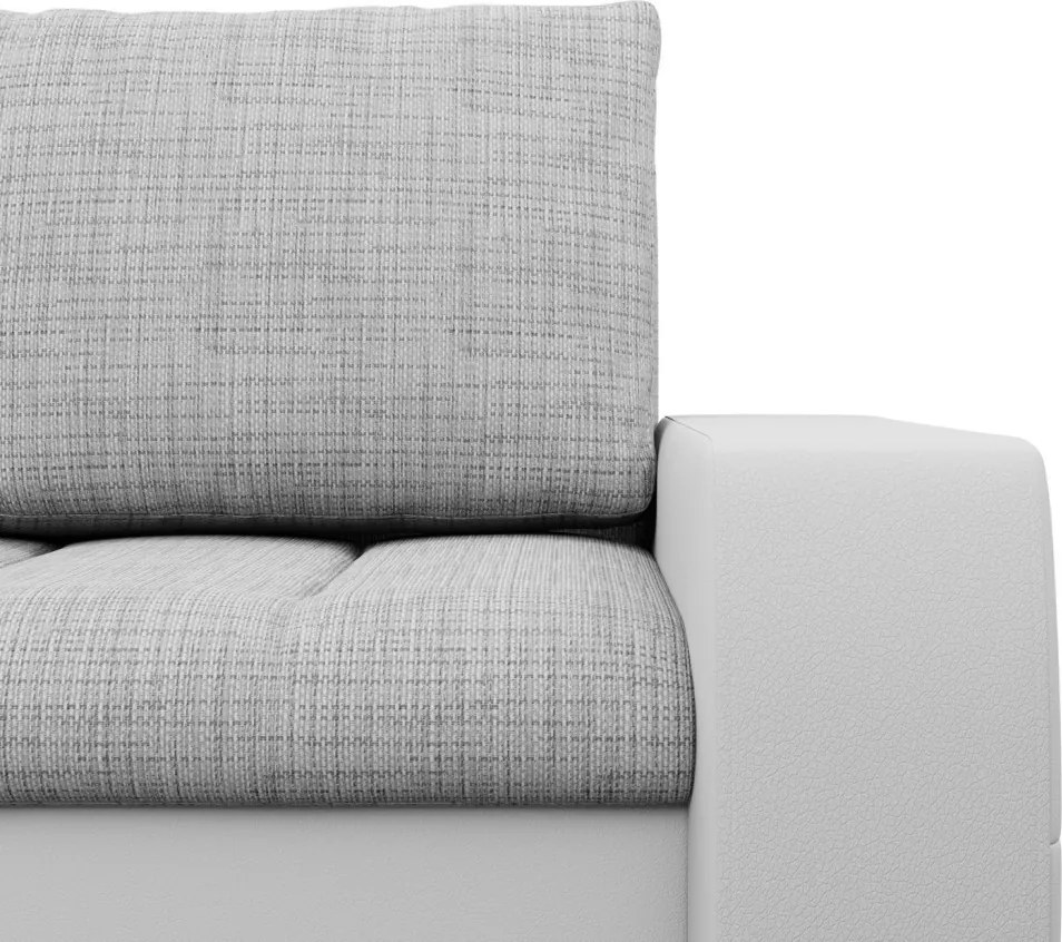 Toronto sarokkanapé, 2 ágyneműtartóval, fonott + műbőr, jobboldali, szürke - fehér