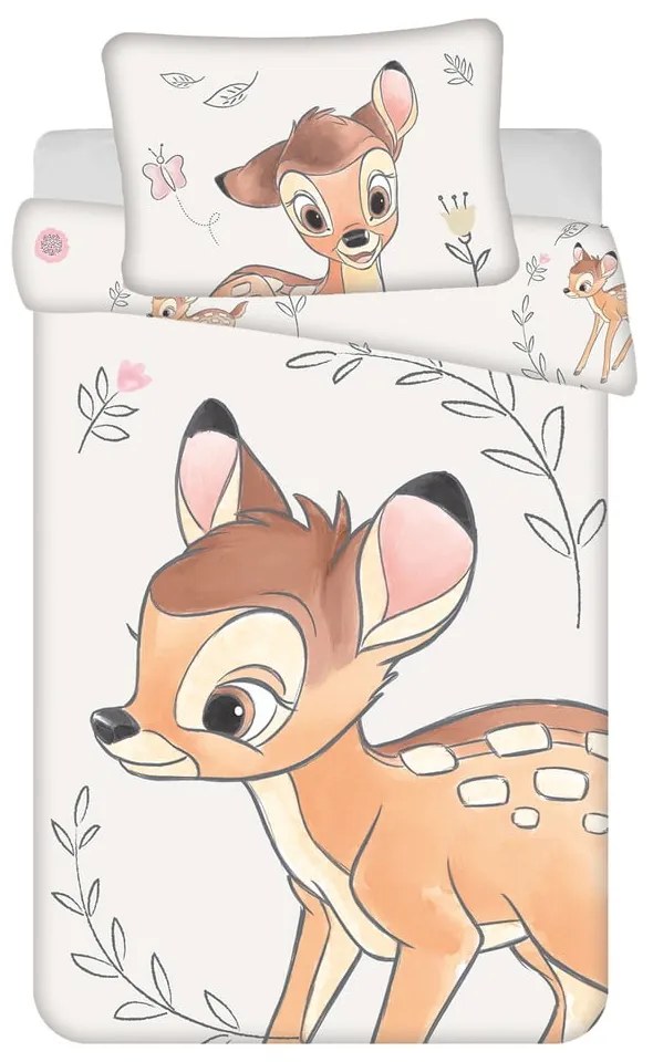 Pamut gyerek ágyneműhuzat babaágyhoz 100x135 cm Bambi "Beige" – Jerry Fabrics