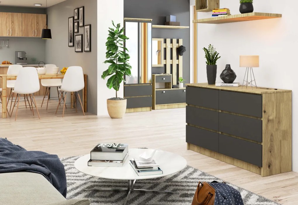 SEREA komód, 120,4x77x40, éger