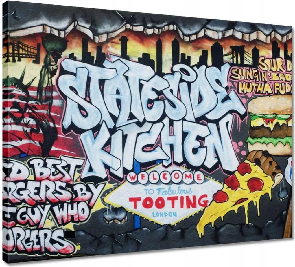 Vászonkép 50x40 Grafiti Usa Hamburger