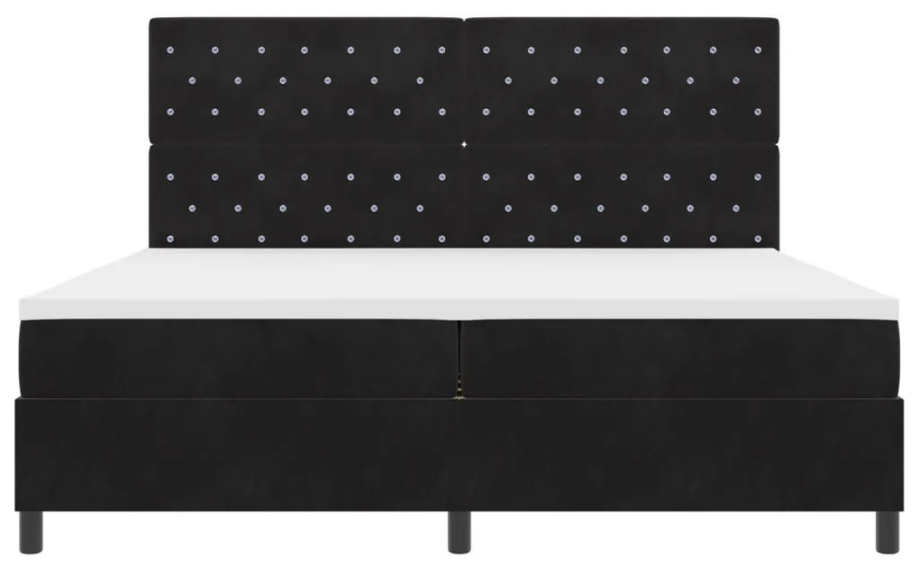 Boxspring Ágy Mattal és LED Fekete 200x200 cm Bársony