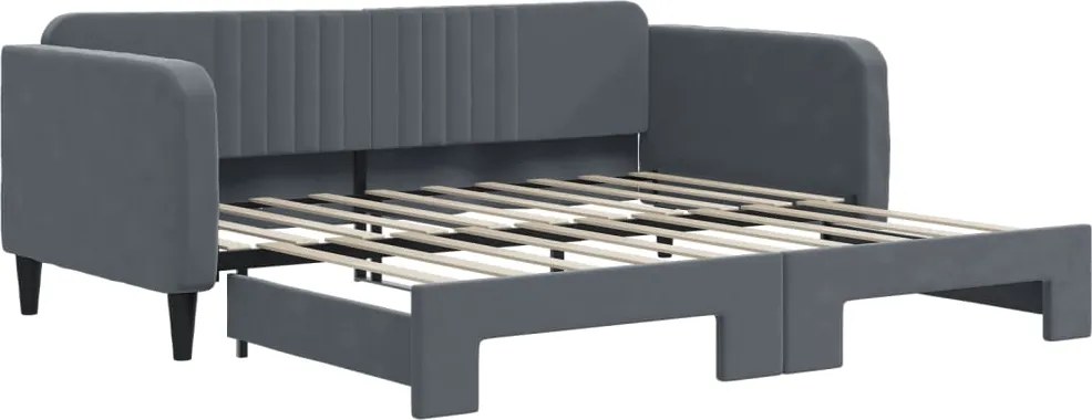 vidaXL sötétszürke kihúzható bársony heverő 90 x 190 cm