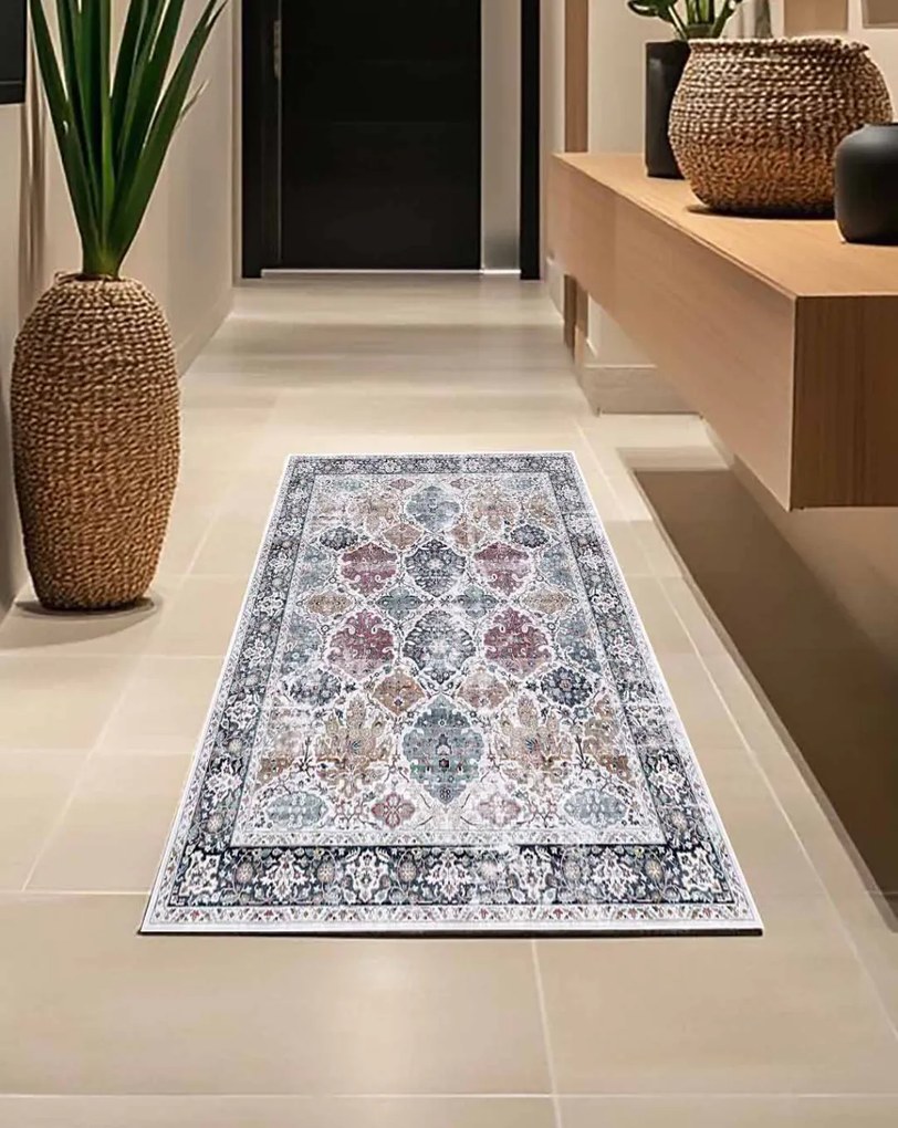 Carpetum bézs alapon, piros mintás szőnyeg 100x150