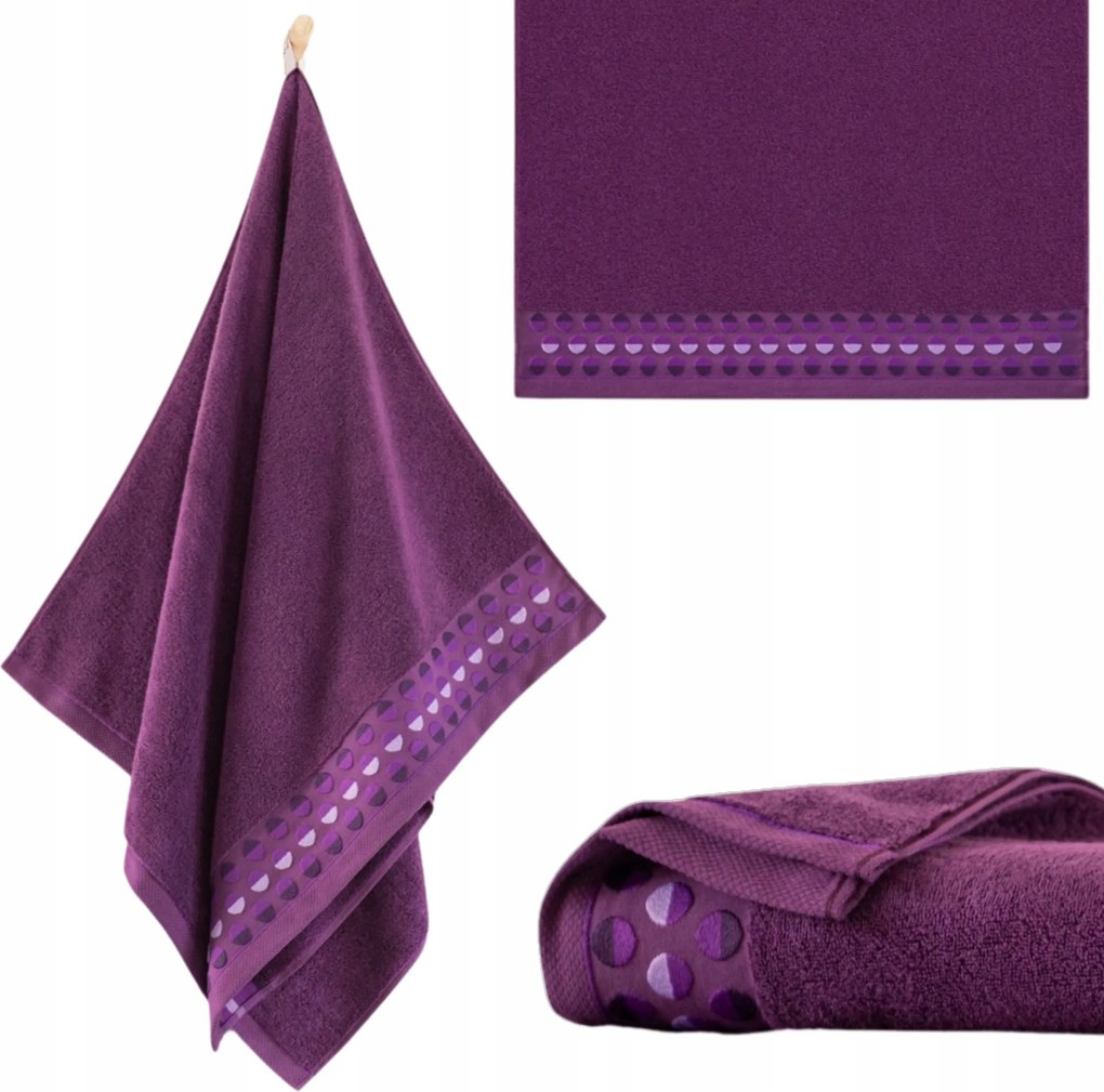 Egyiptomi pamut törölköző Zwoltex 50x90 Zen 2 hímzett bordó 450g Lila